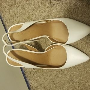 White sling back pumps